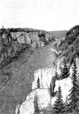 Рис. 46. Каньонообразная долина р. Б.Сыня-ю, удобная для сооружения плотины